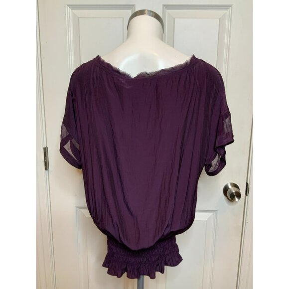 Ramy Brook Merlot Purple Silk Smocked Karlye Blouse Top, Size S, NWT! $295 - Picture 5 of 8